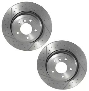 Zimmerman Pair Set of 2 Rear Slotted Brake Disc Rotors For BMW E82 E88 135i