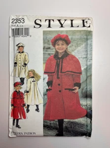 Style #2353 child coat/hat sewing pattern size 3-8 - Picture 1 of 3
