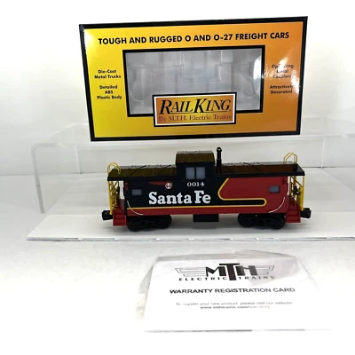 MTH RailKing 30-77378 Santa Fe Black Bonnet Ext. Vision Caboose New O #0014 Rare - Image 1 of 4
