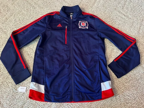 Adidas Chicago Fire Track Jacket MLS Soccer Full Zip Youth L Large 14 16 Cover