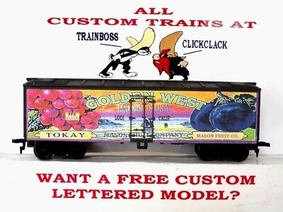 HO SCALE CUSTOM LETTERED GOLDEN WEST GRAPES REEFER 🍷🍷AVAIL IN O SCALE🍷🍷 - Image 1 of 4