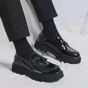 Men's Loafers Leather Dress Shoes Solid Formal Casual Shoes Handmade Men Shoes - Picture 1 of 17