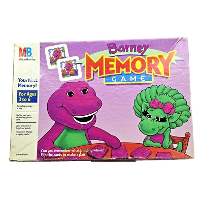 1990 Vintage Barney Baby Bop Memory Matching Game Milton Bradley Complete - Image 1 of 4