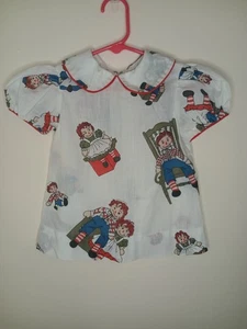 RARO Vestido Vintage Hecho a Mano Raggedy Ann Andy Talla 0-3 Meses Cremallera de Metal  - Imagen 1 de 10