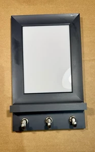 Black Wall Frame with 3 Hooks Key Holder Mail Entryway Decor Organizer - Picture 1 of 3