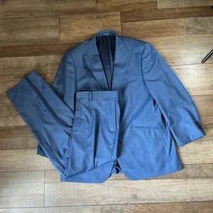Men's Paul Fredrick Super 120s Blue 2 Piece Suit Set Coat 42R / Pants 35W - Picture 1 of 20