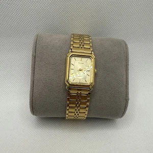 PULSAR y481 x002 GOLD TONE Base Metal Bezel Stainless Steel Quartz Watch VINTAGE - Picture 1 of 6