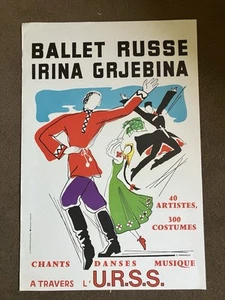 Poster vintage originale balletto francese per balletto russo anni 50 - Foto 1 di 4