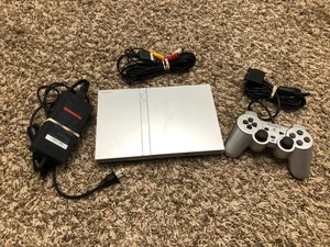 Sistema PlayStation 2 Plateado SCPH-77001 Consola Cables Controlador Probado PS2 Delgado - Imagen 1 de 24
