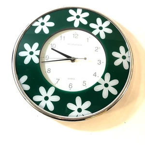 Reloj de Pared Ingraham Cuarzo Alimentado por Batería Marco Verde con Margaritas Blancas 11" - Imagen 1 de 7