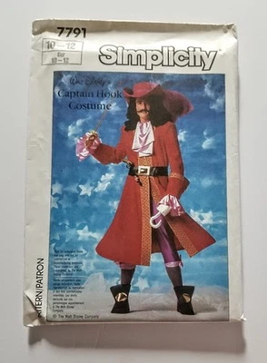 7791 Patrón de Disfraz Simplicity, Disney Capitán Garfio Niños Talla 10-12 SIN CORTAR Foto 1 de 2