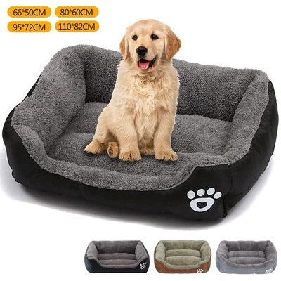 Dog Bed Cat Beds Soft Washable Fleece Puppy Cushion Warm Pet Basket Large Dog - Image 1 of 4