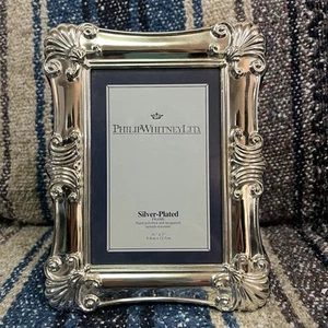 Philip Whitney 3.5x5 Picture Frame Silver Plated Hand Polished  Shell Easel - Picture 1 of 9