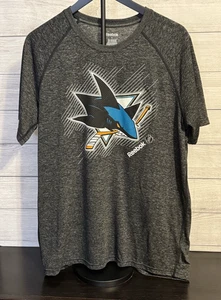 Reebok San Jose Sharks Camicia Uomo L Grigio Scuro Dri-Fit Poliestere NHL Tee CE - Foto 1 di 5