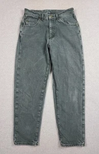 Vintage LL Bean Mens Green Denim Flannel Plaid Lined Straight Leg Jeans 33x32 - Picture 1 of 16
