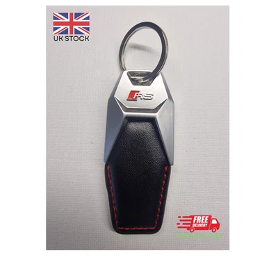 Premium Leather Metal Keyring for Audi-RS Models RS3 RS4 RS5 RS6 RS7 UK SELLER