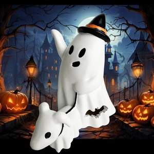 Halloween Ghost Walking Dog Statue, 5.9" Spooky Decor for Home & Tabletop - Picture 1 of 7