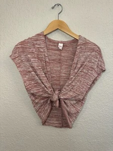 Cardigan Bongo donna/junior rosa erica cravatta davanti spalle scoperte morbido taglia small - Foto 1 di 6