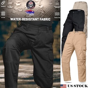 Tactical Straight-Fit Cargo pants Soldier Stretch Trousers Outdoor Hiking Work - Picture 1 of 37