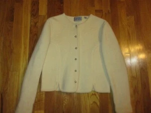 Vtg Boston Dry Goods Ivory Silver Buttons Boiled Wool Jacket Size 40 Hong Kong - Picture 1 of 5
