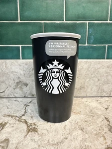 NWT Starbucks Coffee Black Matte White Double Wall Ceramic Tumbler Mug Cup 12oz - Picture 1 of 4