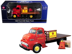 1953 Ford Red COE Half Stake Truck w/Load NEW HOLLAND PARTS 1/34 Scale 19-3913 - Picture 1 of 3