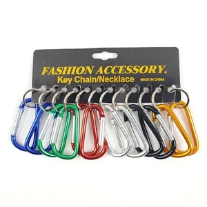 12 pcs 3" Aluminum Carabiner Keychain Holder Spring Snap Clip Hook Assorted - Picture 1 of 9