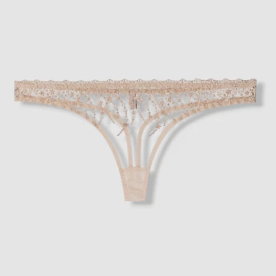 $199 Gilda & Pearl Mujer Beige Bajo las Estrellas Transparente Tanga Bragas Talla S Foto 1 de 3