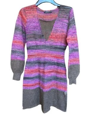 PASSPORT Feinstrick gestreifter Pullover Pulli Tunika Medium 12 UK Wollmischung - Bild 1 von 4