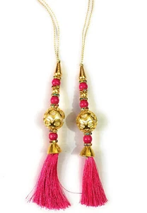 Indian Traditional Fancy Handmade Latkan Color Orange For Blouse 1 Pair - Picture 1 of 1