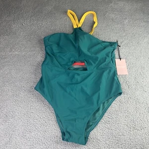 Nuevo con etiquetas Traje de baño halter de una pieza verde pato talla XL Juicy Couture para mujer - Imagen 1 de 14