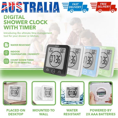 BALDR LCD Wall Waterproof Timer Bathroom Shower Clock Temperature Humidity Meter - image 1 of 4