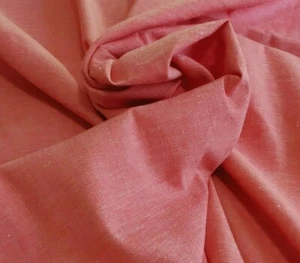 Linen Fabric SOLID RED CORAL Dress Pants Skirt Decorator 47" Wide x 2¼ Yards - Picture 1 of 6