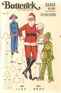 Butterick 5103 Niño Papá Noel, Bufón, Chef, Disfraz Chino Talla 7 SIN CORTAR Patrón - Imagen 1 de 4