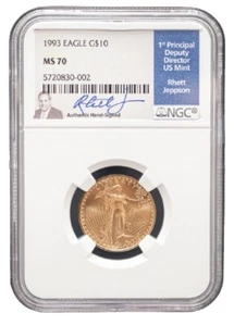 1993 EAGLE G $10 NGC MS 70 COIN. ** SIGNED BY MINT DIRECTOR RHETT JESPON*IN HAND - Picture 1 of 4