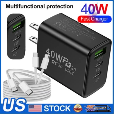 Cable Cargador Rápido 40W USB-C PD Tipo C Para Teléfono Samsung S24 Ultra S24+ Android Foto 1 de 4