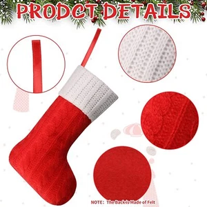 Christmas Stockings New Year Large Size Knitted Large Xmas Tree Gift Decor - Picture 1 of 10