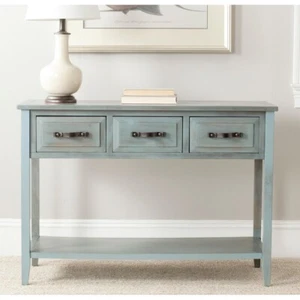 The Distressed Pale Blue/White Console Table: A Rustic Farmhouse Elegance - Picture 1 of 8