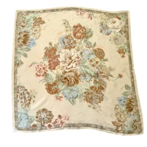 Liz Claiborne Vintage Floral Silk Scarf Pastel 31x29in Soft Girl Cottagecore - Picture 1 of 9