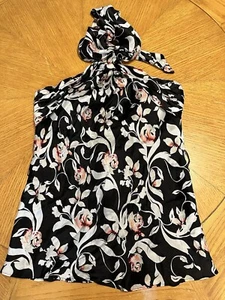 WHITE HOUSE BLACK MARKET SIZE 4 Strapless Floral Print Silk Top - Picture 1 of 7