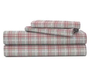 Brand New IZOD David Plaid Grey QUEEN Size SHEET SET Microfiber - Picture 1 of 3