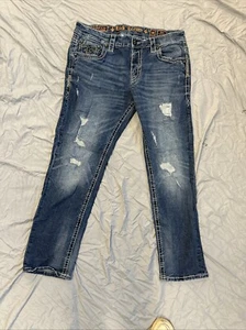 Rock Revival Jeans Mens 38x 32 Straight Leg Jeans - Picture 1 of 6