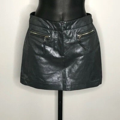Minifalda Milly Cromo Gris Letálico 100% Cuero Cordero Talla 0 Foto 1 de 4