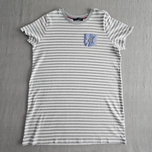 Tommy Hilfiger Short Sleeve T-shirt Striped Tee Dress Women's Gray Size Large - Picture 1 of 12