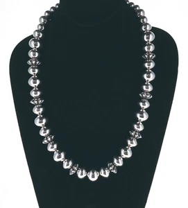 Handmade Sterling Silver Bead Necklace By Navajo Artist Bryan Joe - Picture 1 of 4