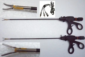 3Pcs Laparoscopy Bipolar Maryland Curved RoBi Dissector Straight Forceps + Cable - Picture 1 of 21