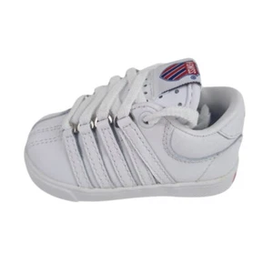 K-Swiss Infants Baby Classics Low 20100 Shoes Casual Sneakers Leather White Sz 2 - Picture 1 of 7