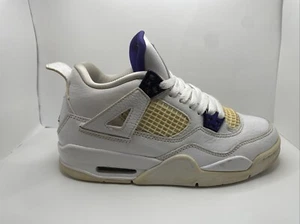 Nike Air Jordan Retro 4 Metallic Purple White 408452-115 Youth Size 5.5Y Women 7 - Picture 1 of 10
