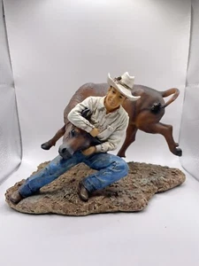 Bullfighter Wrestling Figurine Statue 9.5" Collectible Rodeo Cowboy Reglued Leg - Picture 1 of 11