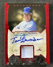 Tommy Lasorda 2022 Leaf Patch Auto Red Foil 2 /25 #GUA-TL1 Los Angeles Dodgers